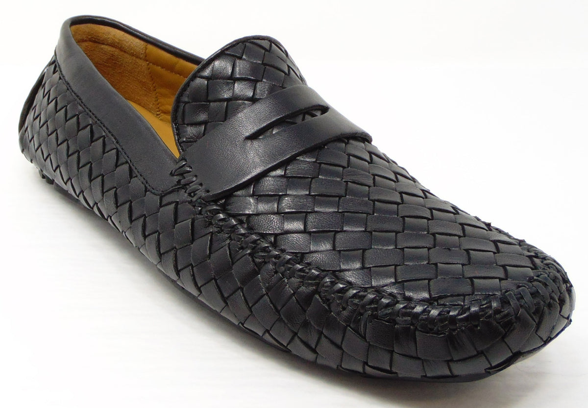 ? Robert Zur San Tropez Driving Loafer Size 11.5 Black Leather Woven ROBERT ZUR Men main image 2
