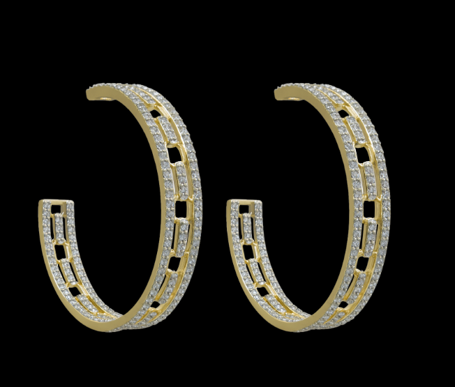 Be-Je Designs Pave CZ Lines Hoop Earringsngs