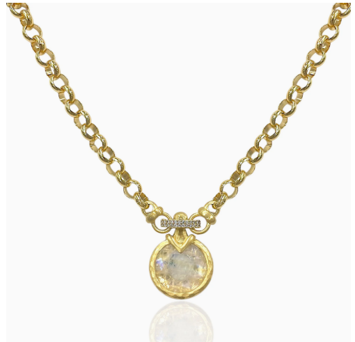 TAT2 Designs GOLD VECCHIO RAINBOW MOONSTONE NECKLACE N803