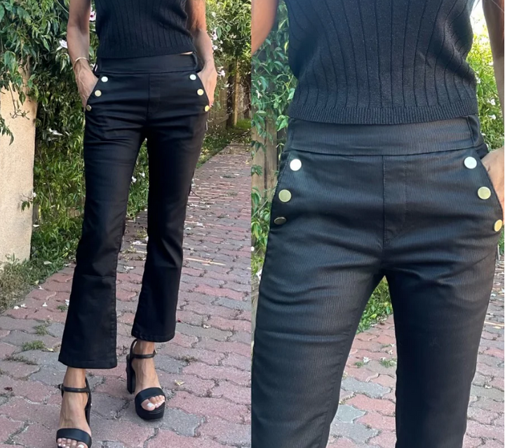 Bevy Flog Sofia Striped Black Pants