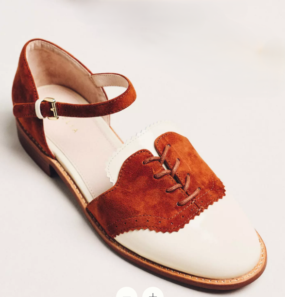 Cecelia Lemon Rust Oat Ankle Strap Flats