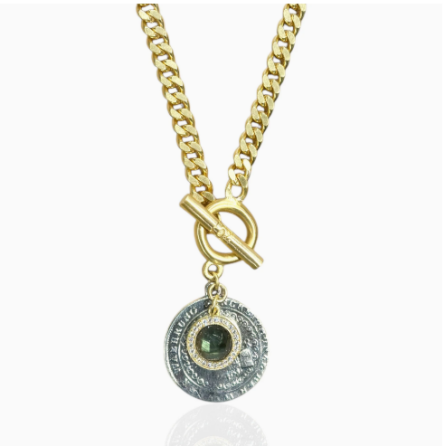 Tat2 Designs GOLD MESA LABRADORITE CHARM NECKLACE