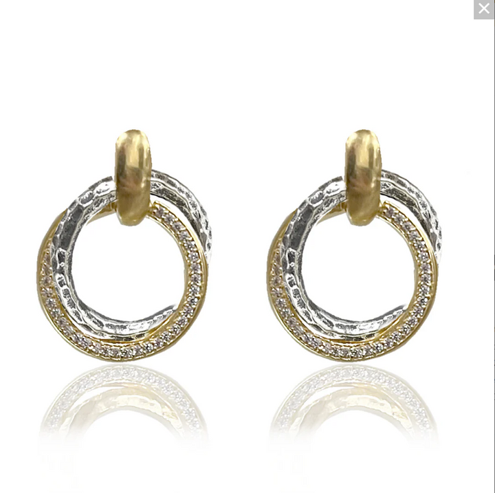 TAT2 DESIGNS E295 MIXED METAL TRINITY EARRINGS