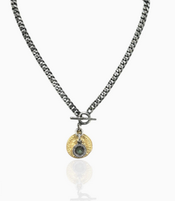 TATS2Designs MINI VINTAGE SILVER MESA LABRADORITE CHARM NECKLACE