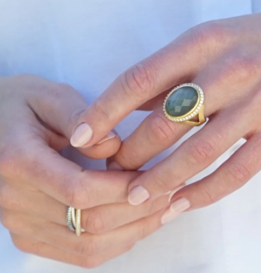 TAT2 GOLD LABRADORITE FORTE RING
