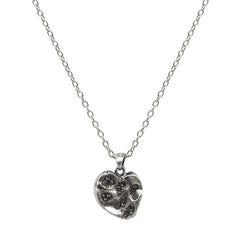 Tat2 Design Small Vintage Silver Impression Heart Necklace